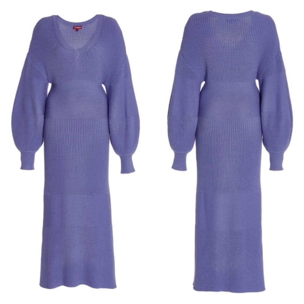 Staud Carnation Ribbed Knit Midi Dress